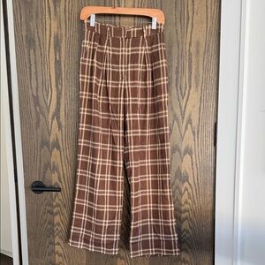 Plaid Wide Leg Trouser